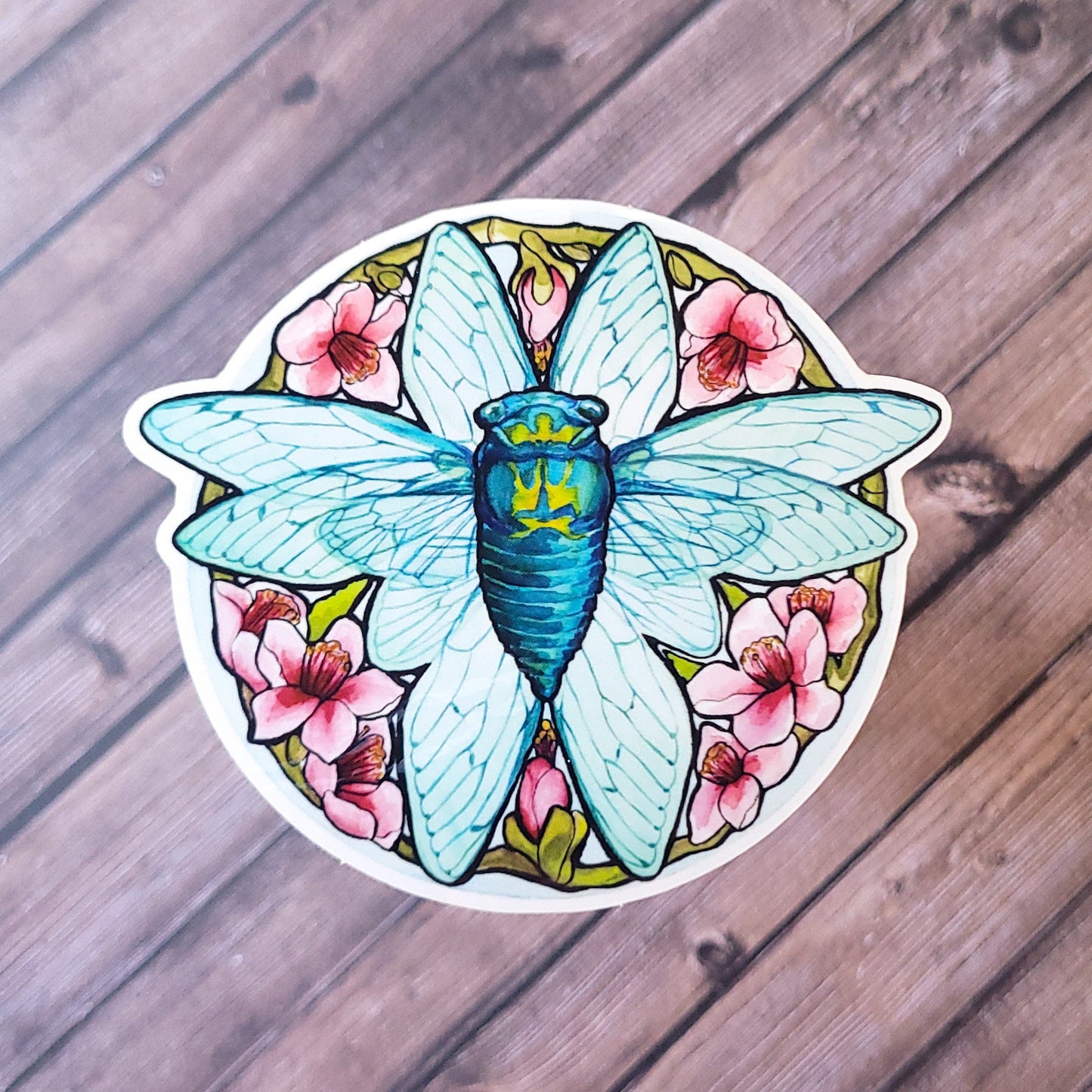 Teal Cicada Sticker