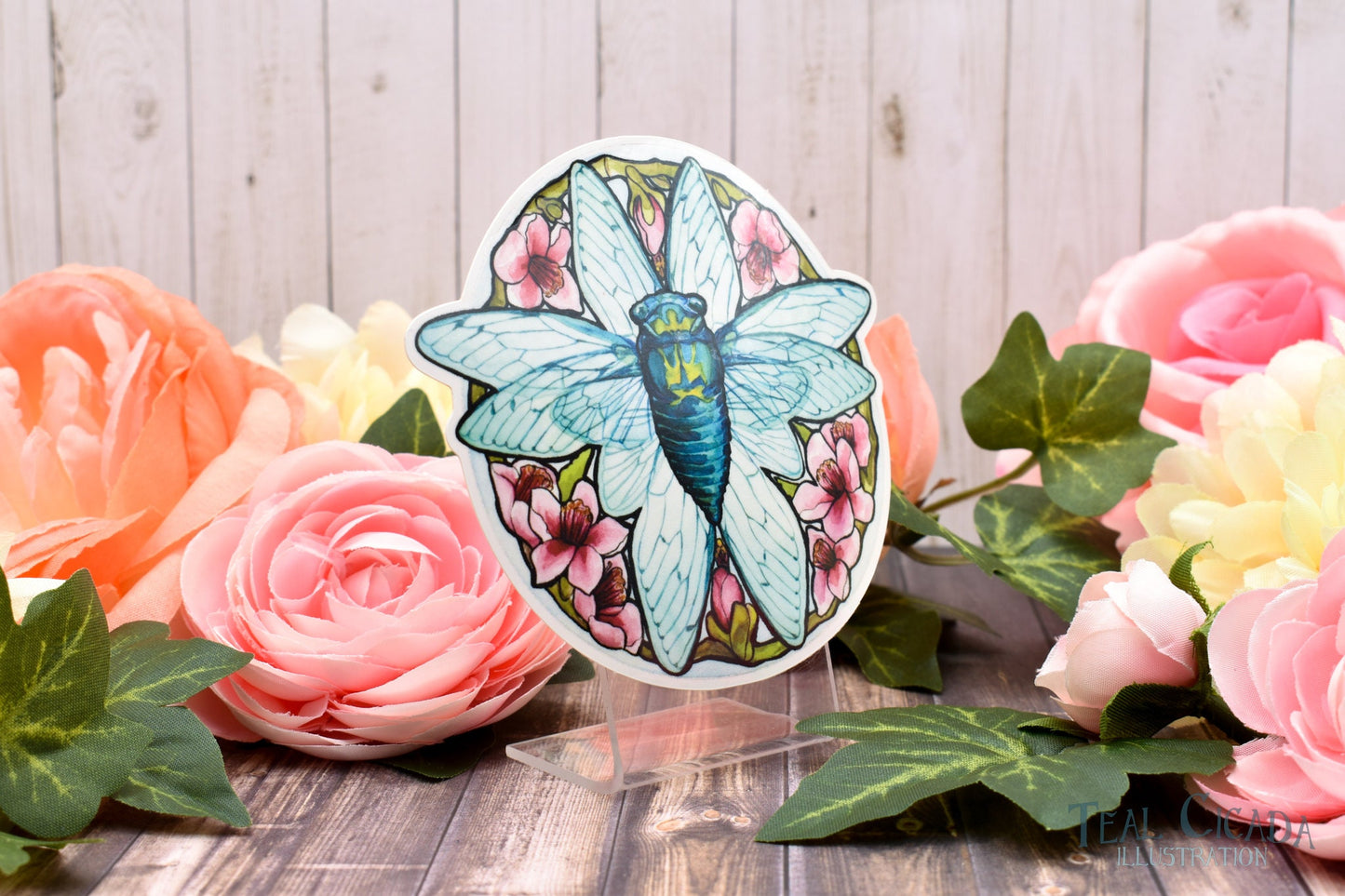 Teal Cicada Sticker