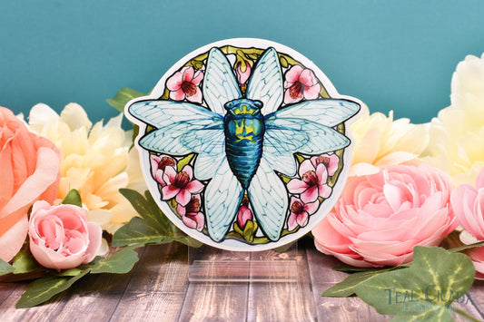 Teal Cicada Sticker